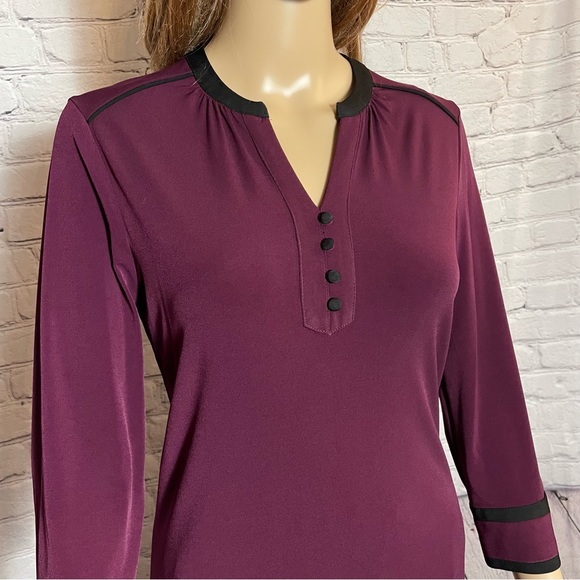 NWT New KARL LAGERFELD Splitneck Long Sleeve Button Purple Top Size XXS - Picture 6 of 16